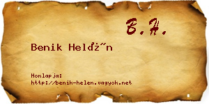 Benik Helén névjegykártya
